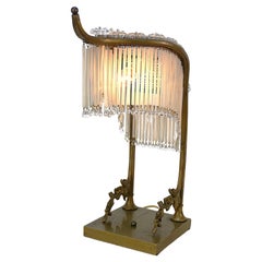 French 1920's Bronze and Crystal Table Lamp