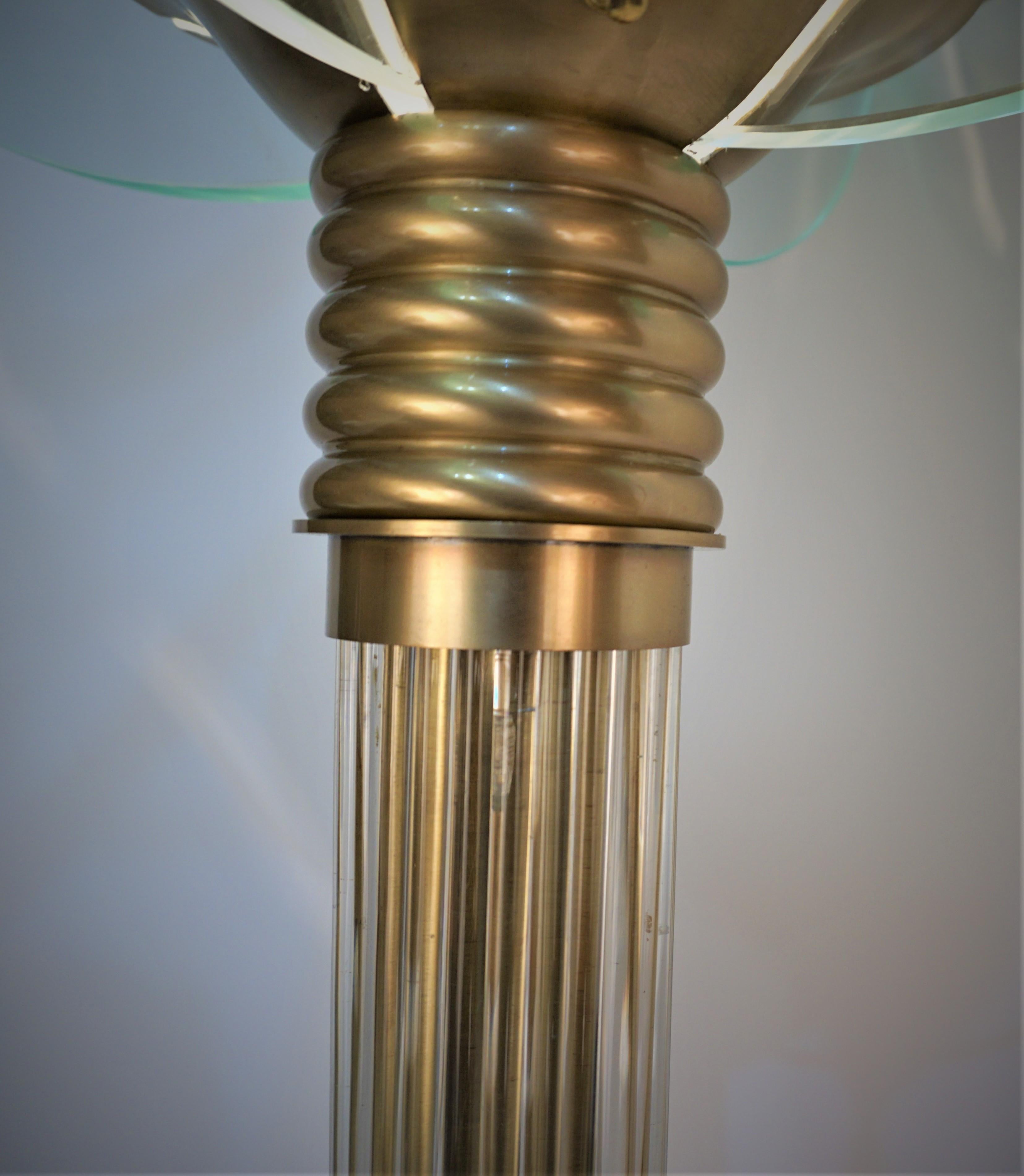French 1920's Bronze and Glass Art Deco Floor Lamp by Atelier Petitot For Sale 1