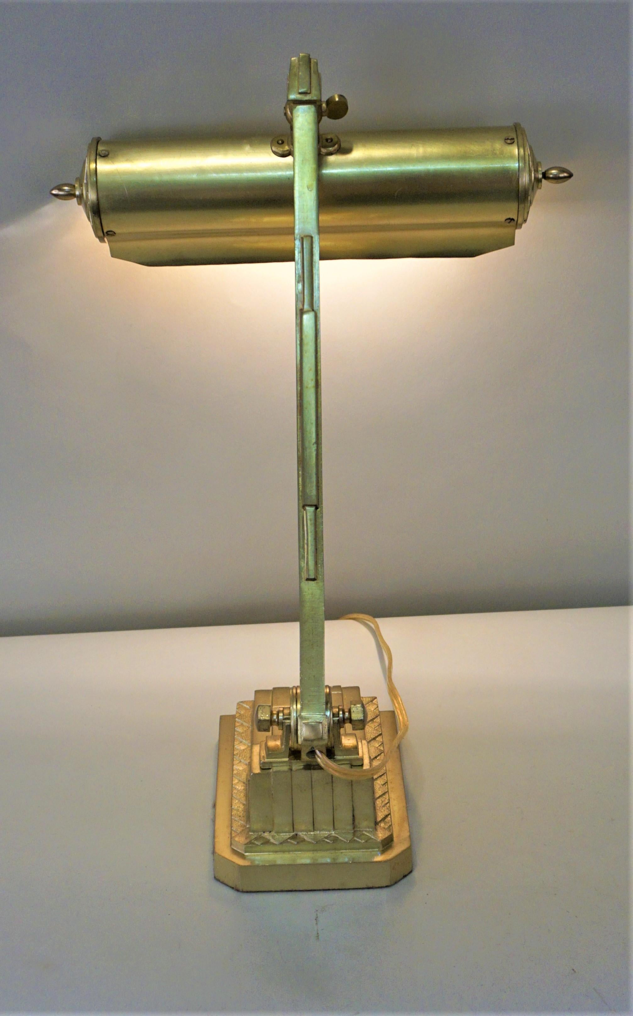 French 1920s Bronze Art Deco Desk/Piano Lamp with Music Note Sheet Design In Good Condition In Fairfax, VA