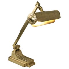 French 1920s Bronze Art Deco Desk/Piano Lamp with Music Note Sheet Design