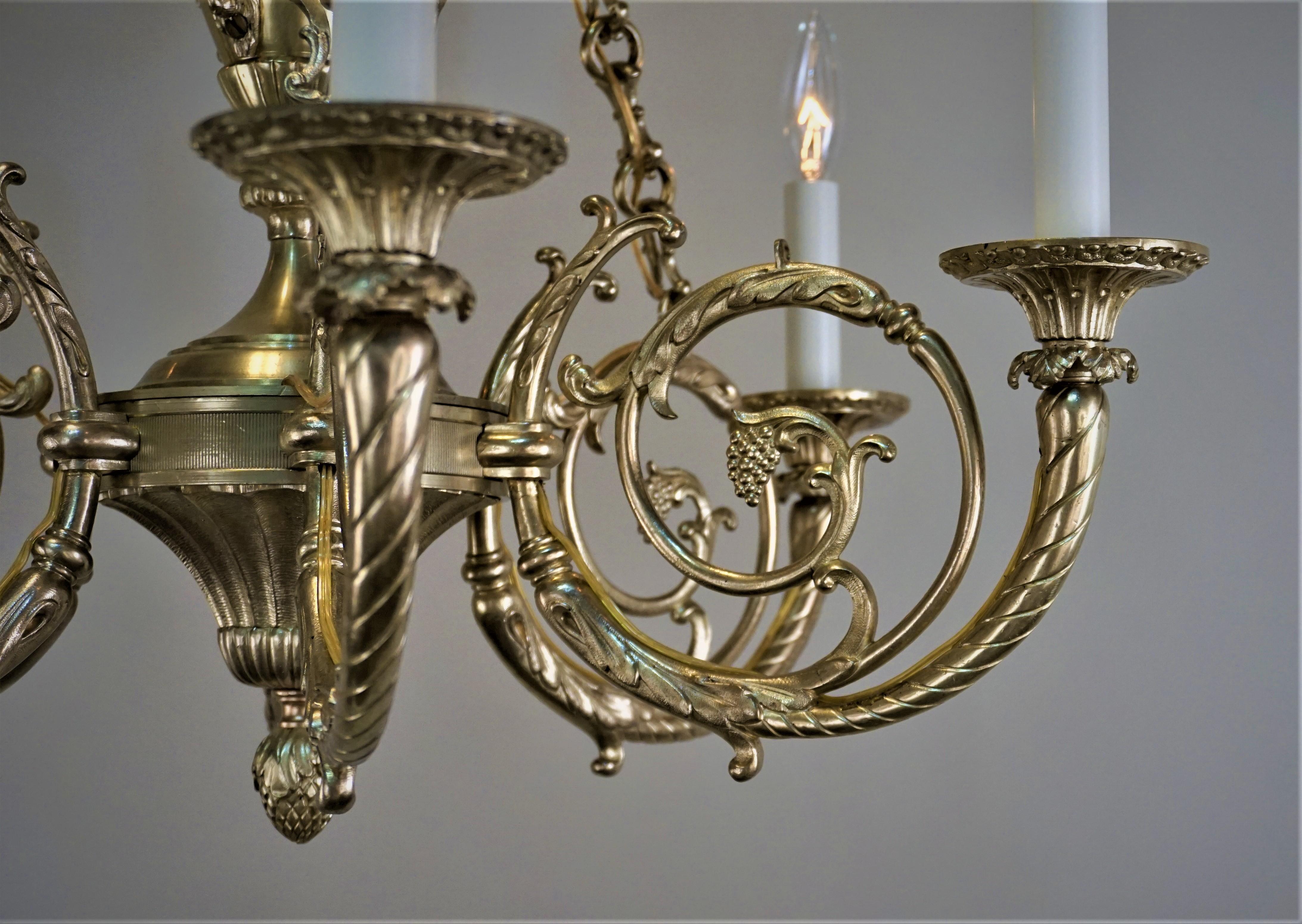 French 1920s Bronze Chandelier In Good Condition In Fairfax, VA