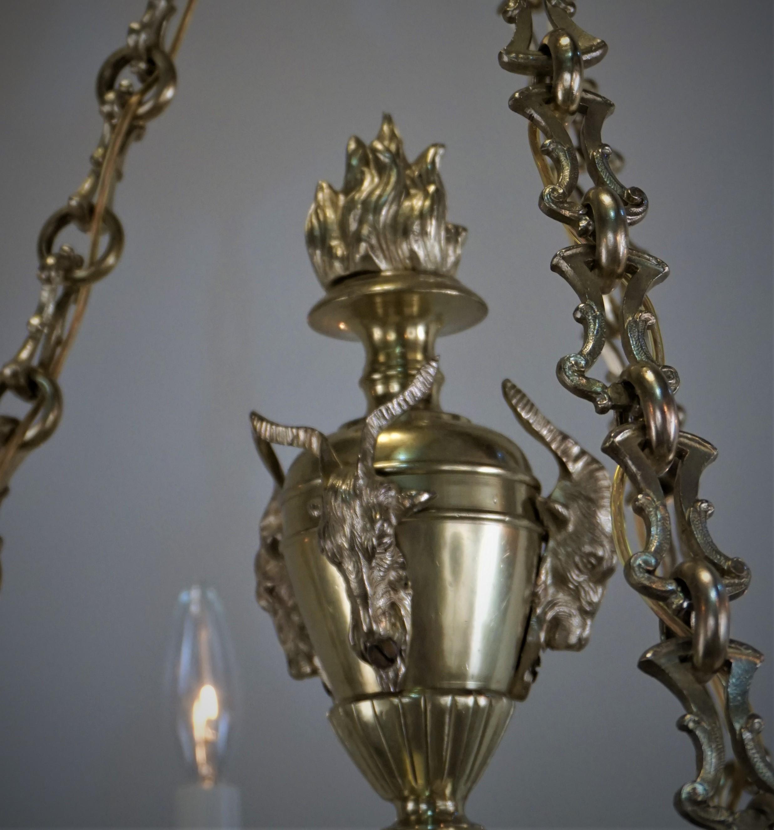 French 1920s Bronze Chandelier 1