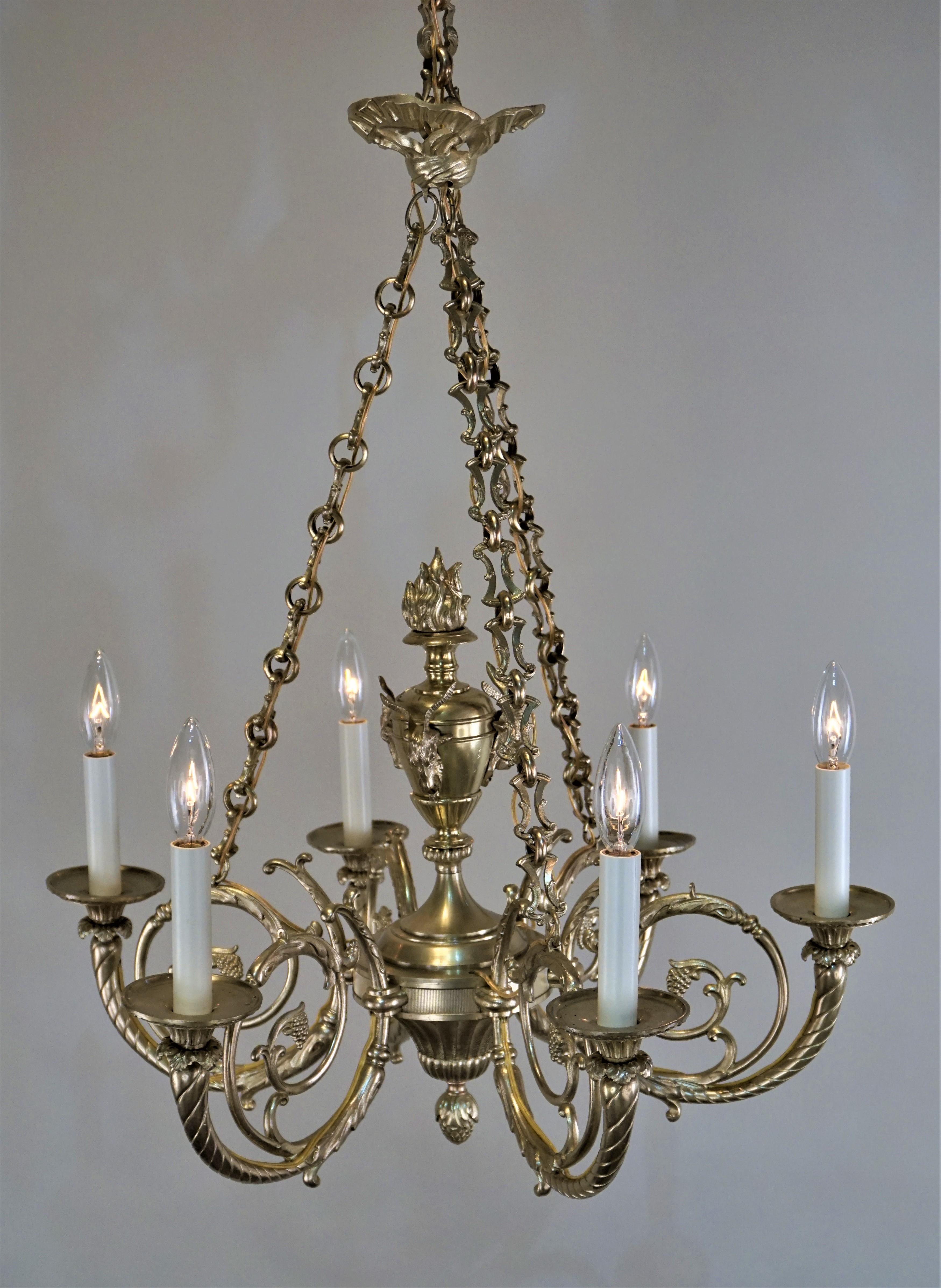 French 1920s Bronze Chandelier 4