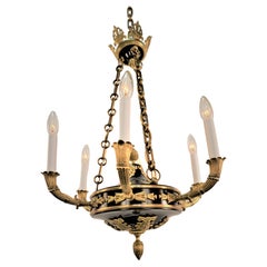 French 1920's Bronze Empire Chandelier