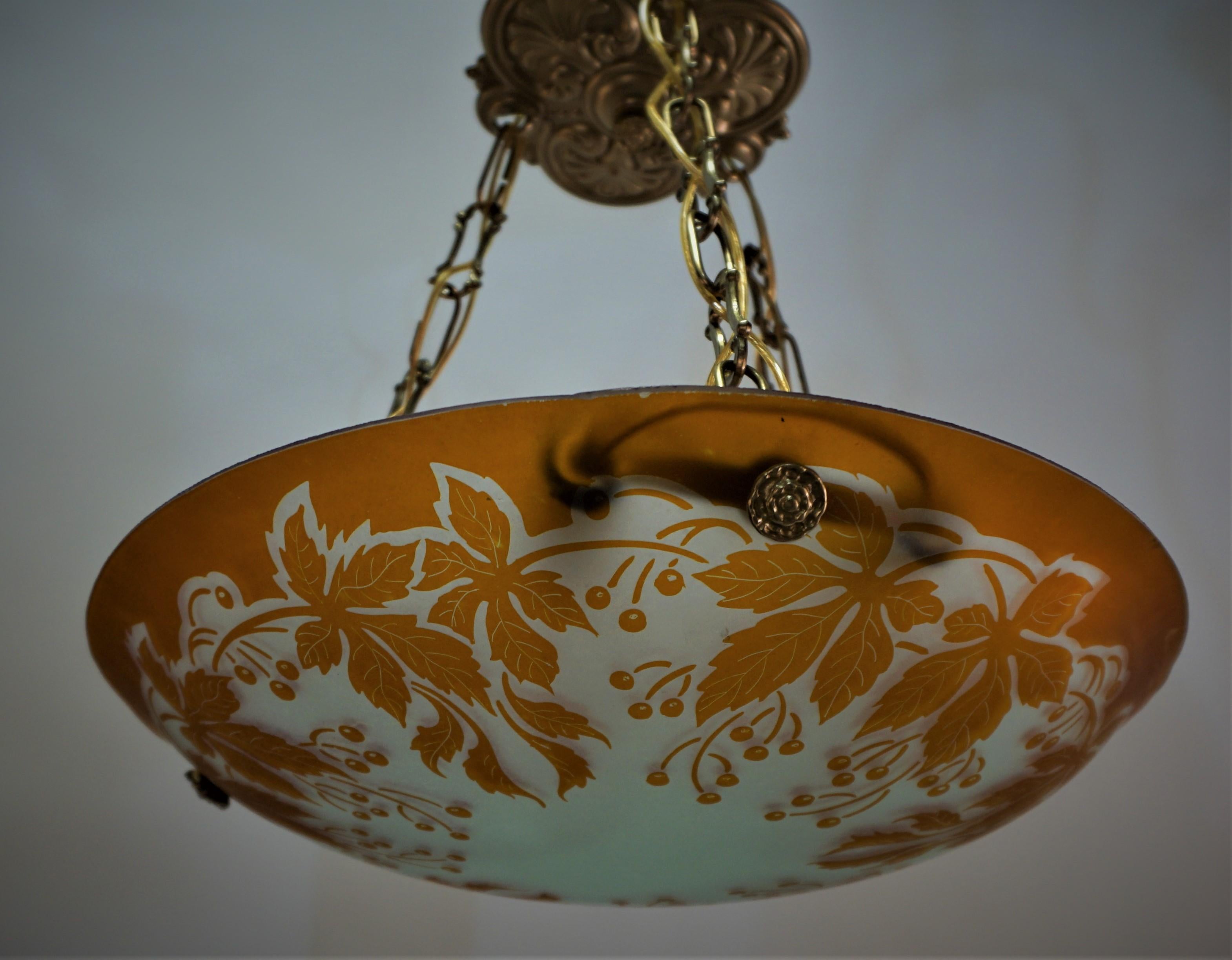 Early 20th Century French 1920's Cameo Glass Chandelier