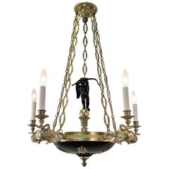 French 1920s Century Bronze Empire Chandelier