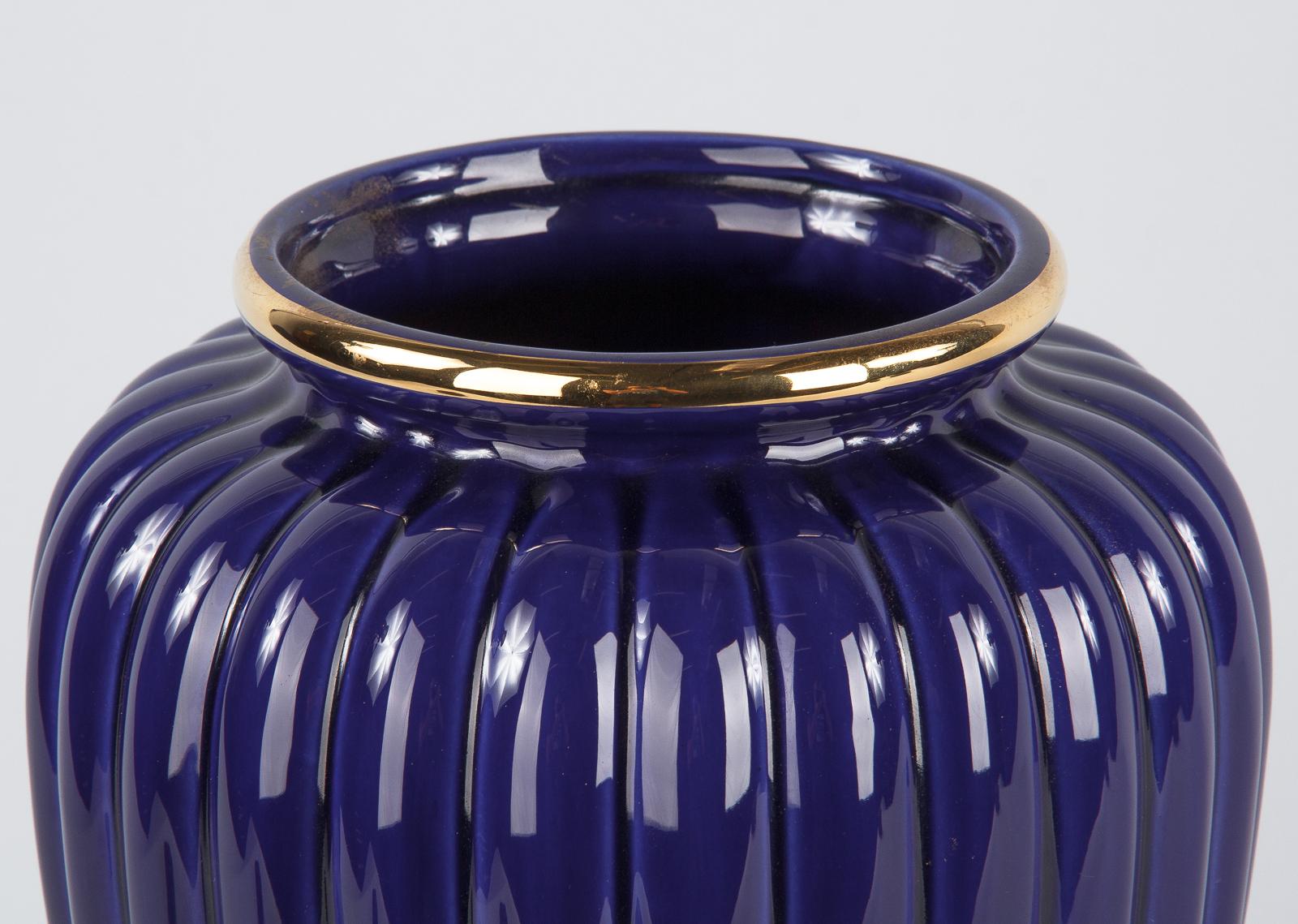 cobalt blue ceramic vase