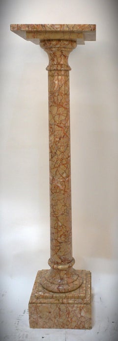 French 1920's Craved Marble Column-Pedestal