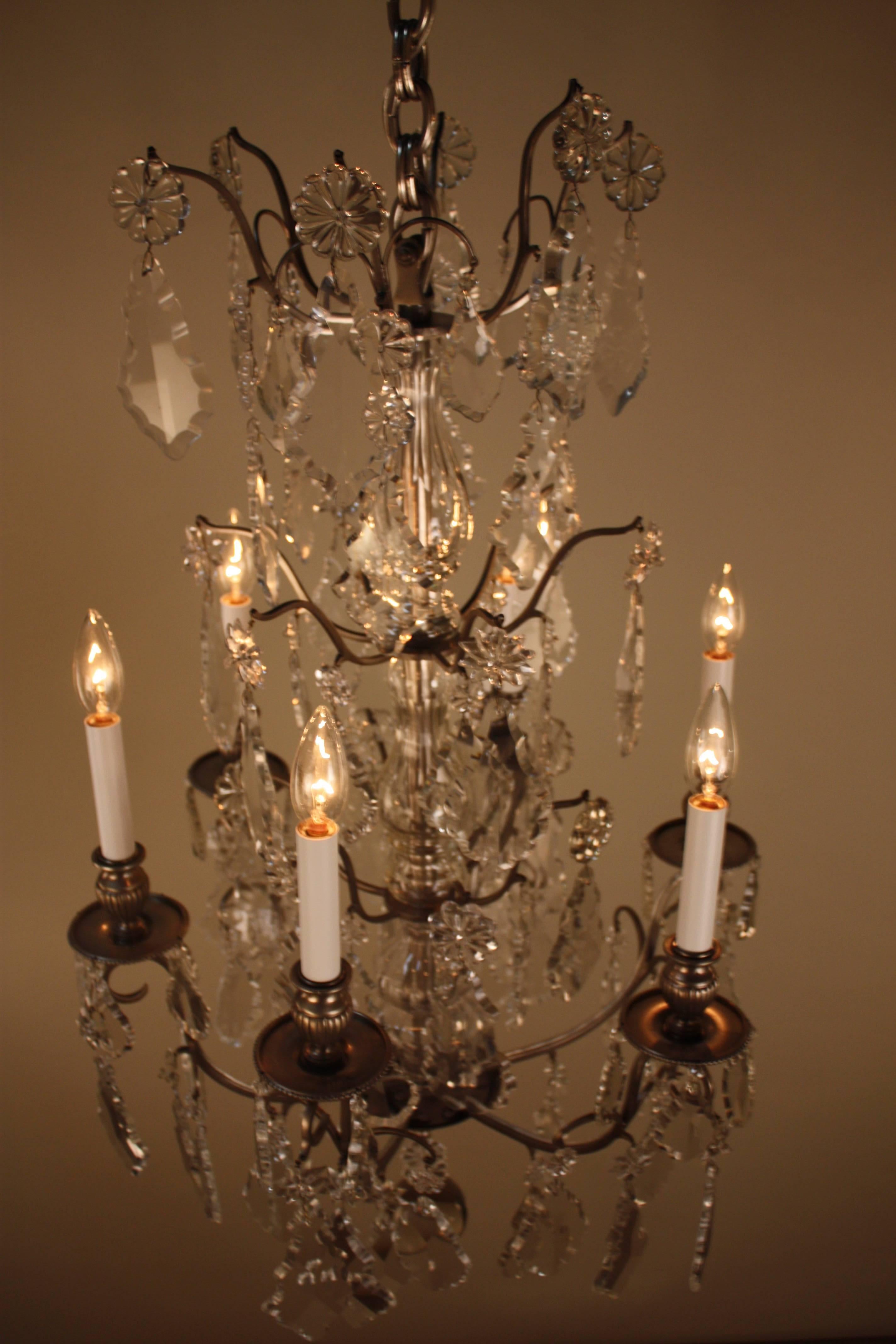 French 1920s Crystal and Silver Chandelier 5