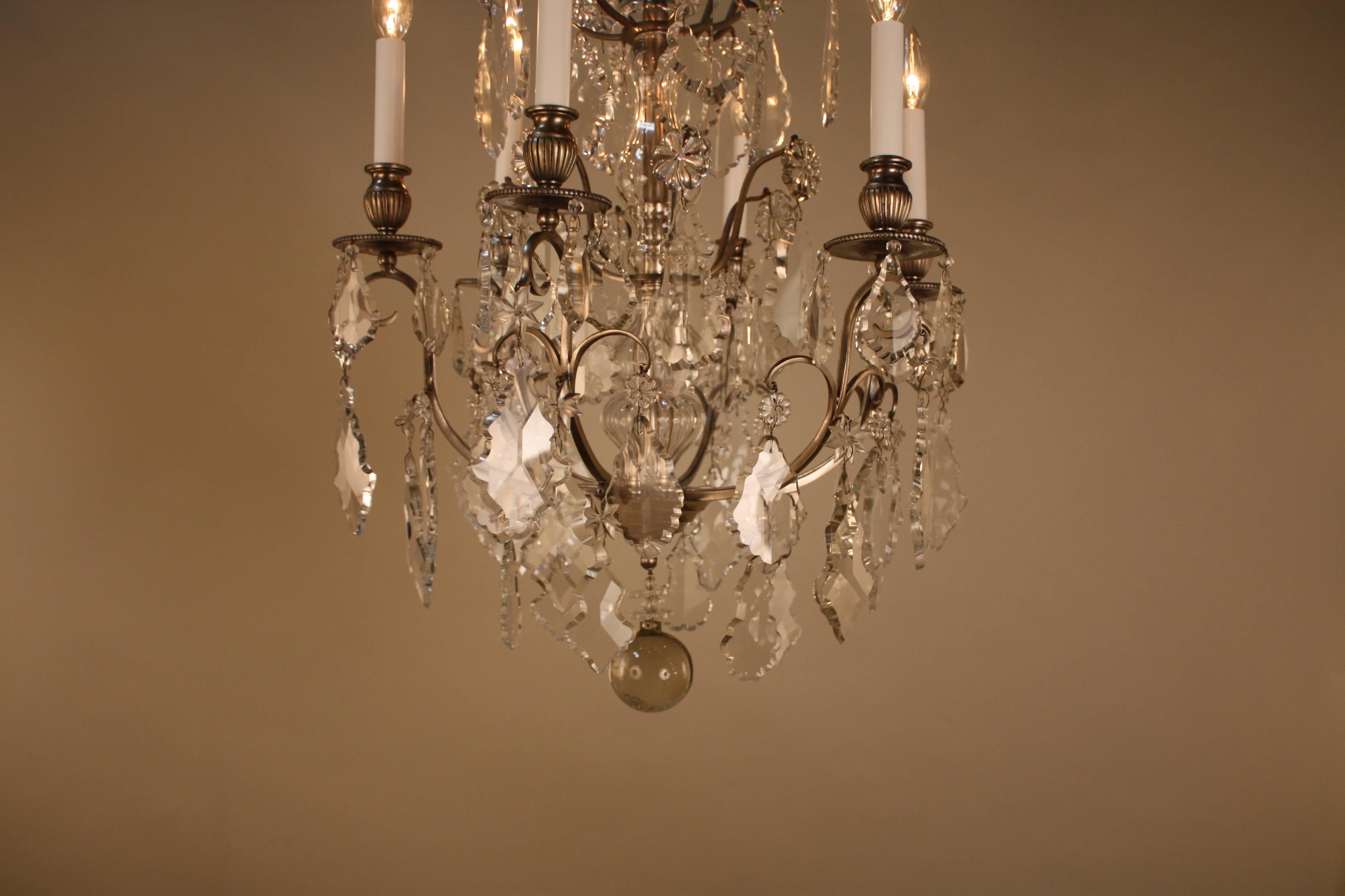 Silver Plate French 1920s Crystal and Silver Chandelier