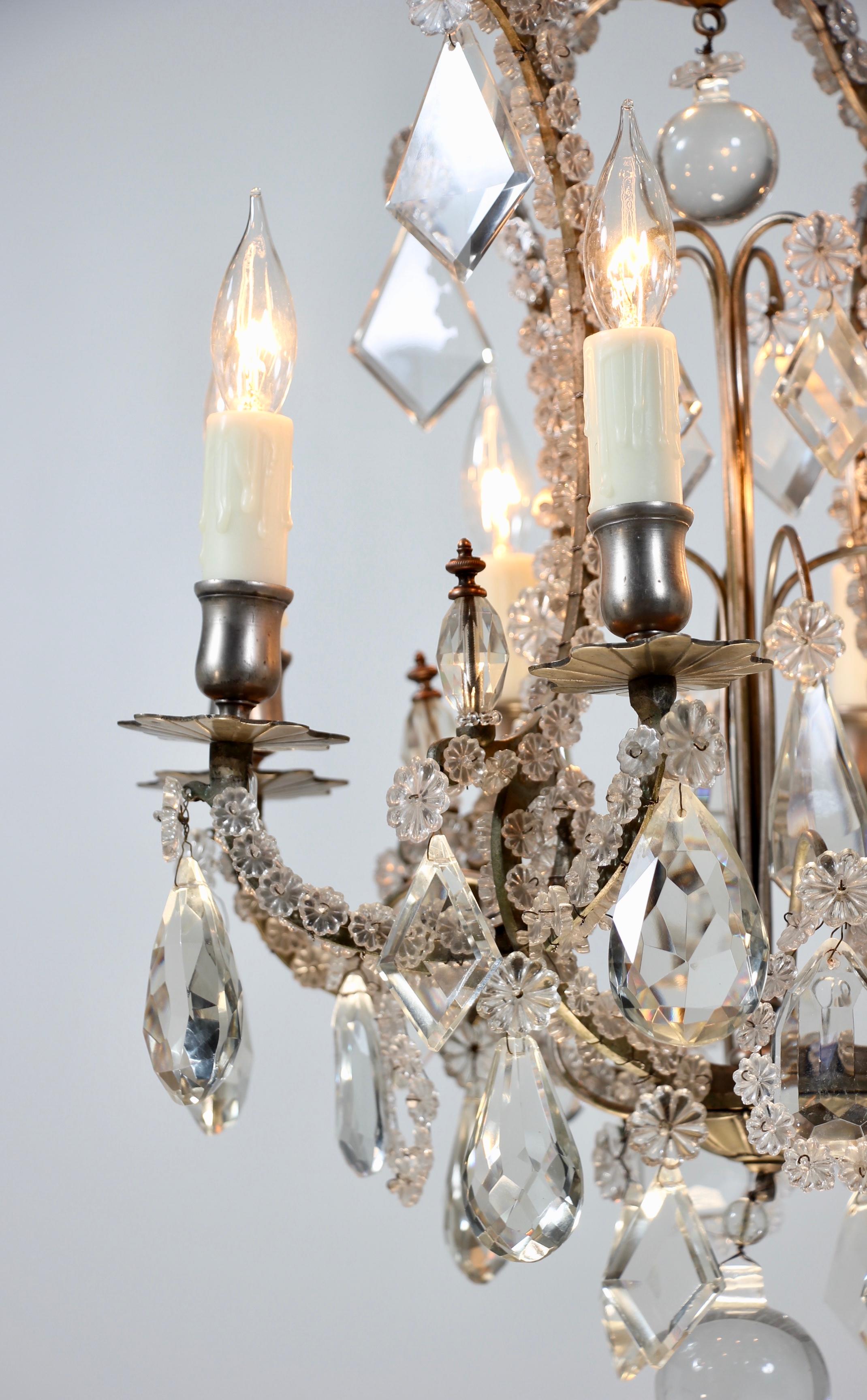 French 1920s Crystal Chandelier 1