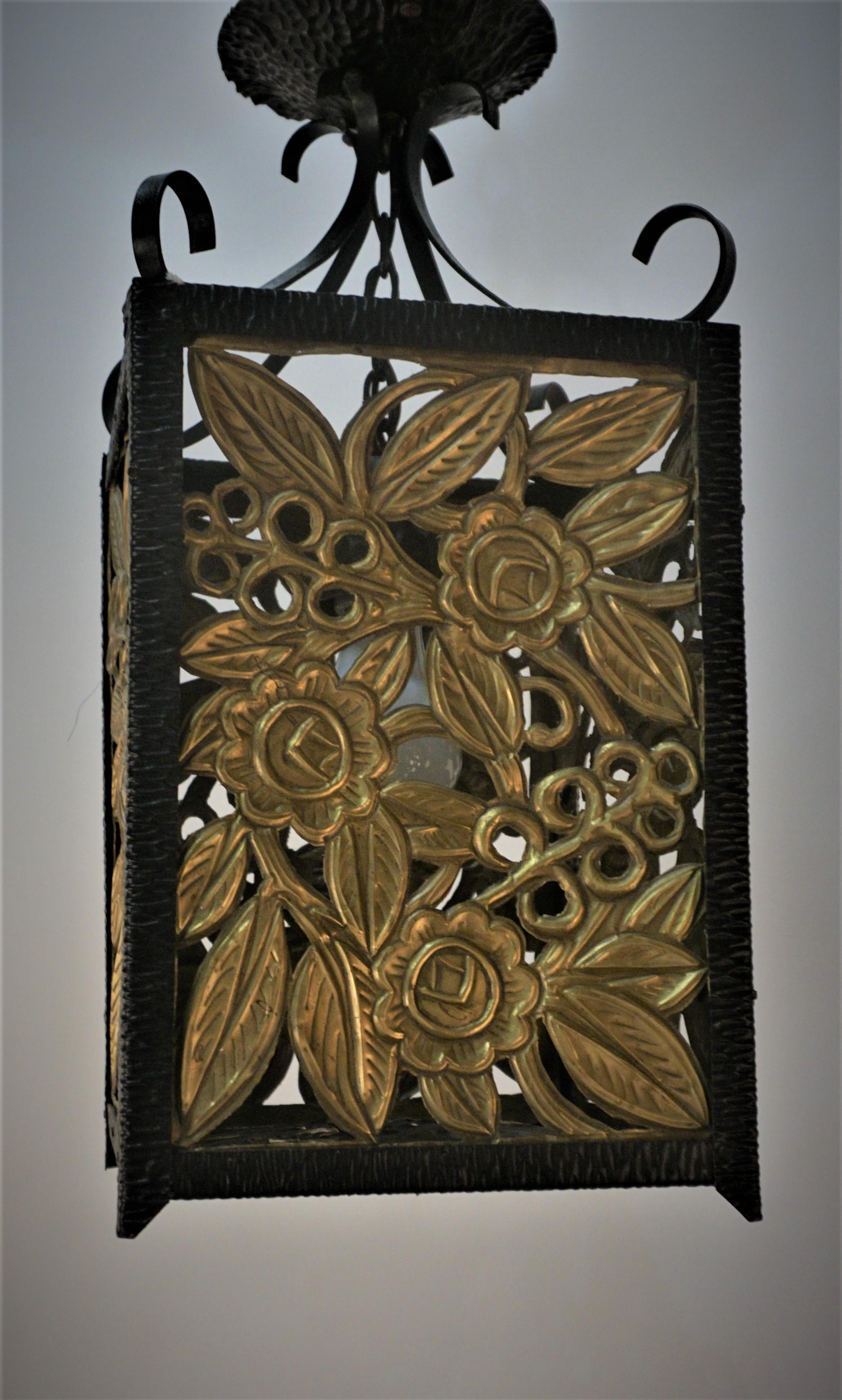 French 1920's Cut Out Brass Lantern 4