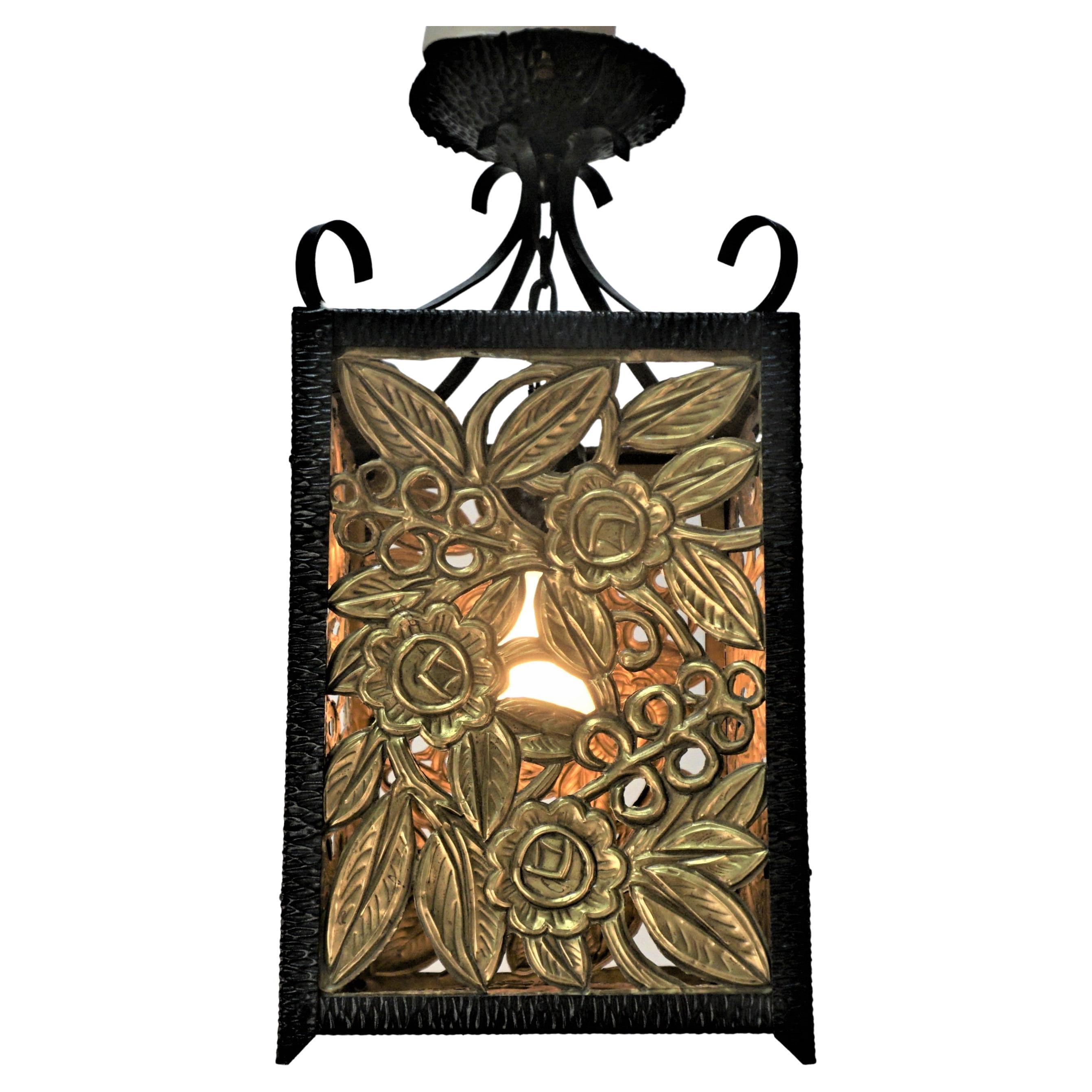 French 1920's Cut Out Brass Lantern