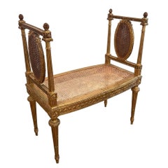 French 1920s Dcorative Giltwood and Cane Seat - Fully Restored Cane Work