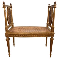 French 1920s Dcorative Giltwood and Cane Seat - Fully Restored Cane Work