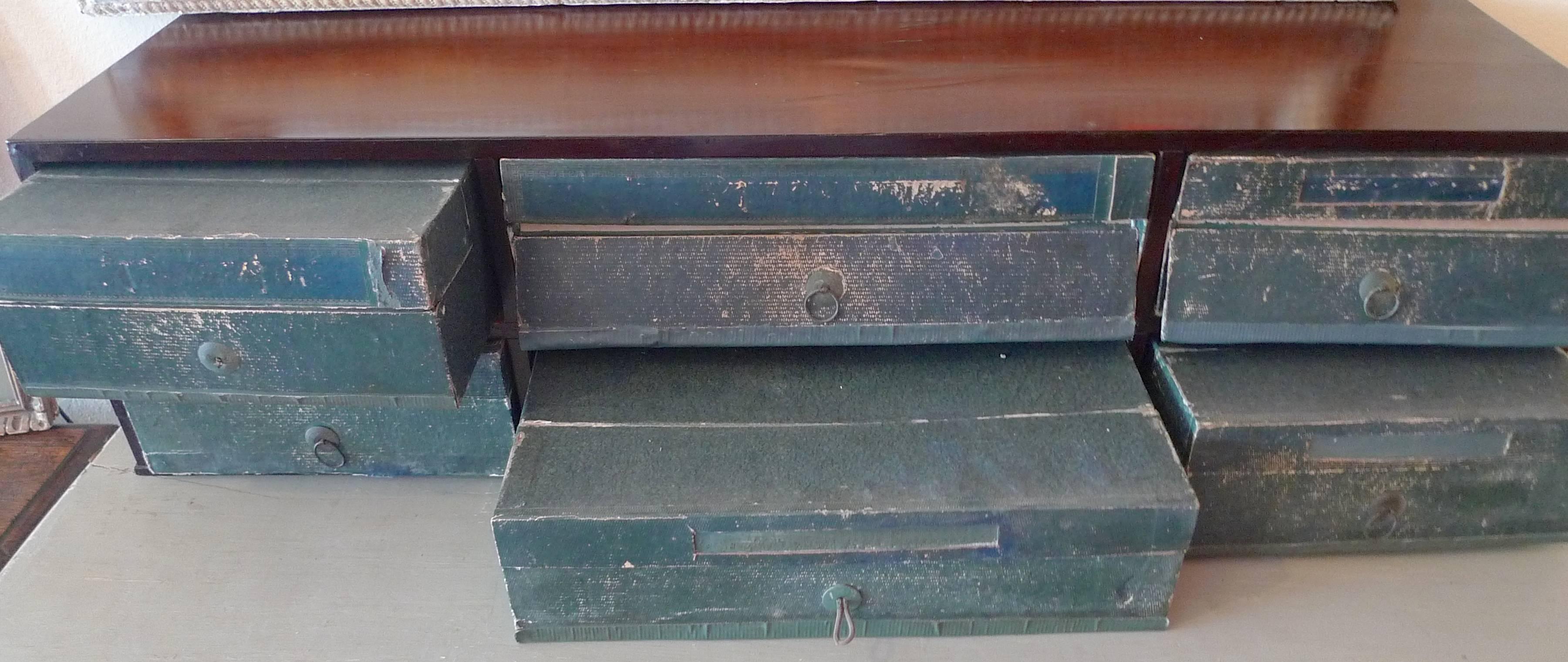 French 1920s Desk Organizer with Six Drawers In Distressed Condition In Santa Monica, CA