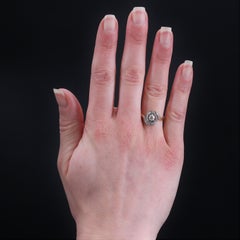 French 1920s Diamond 18 Karat Yellow Gold Platinum Swirl Ring