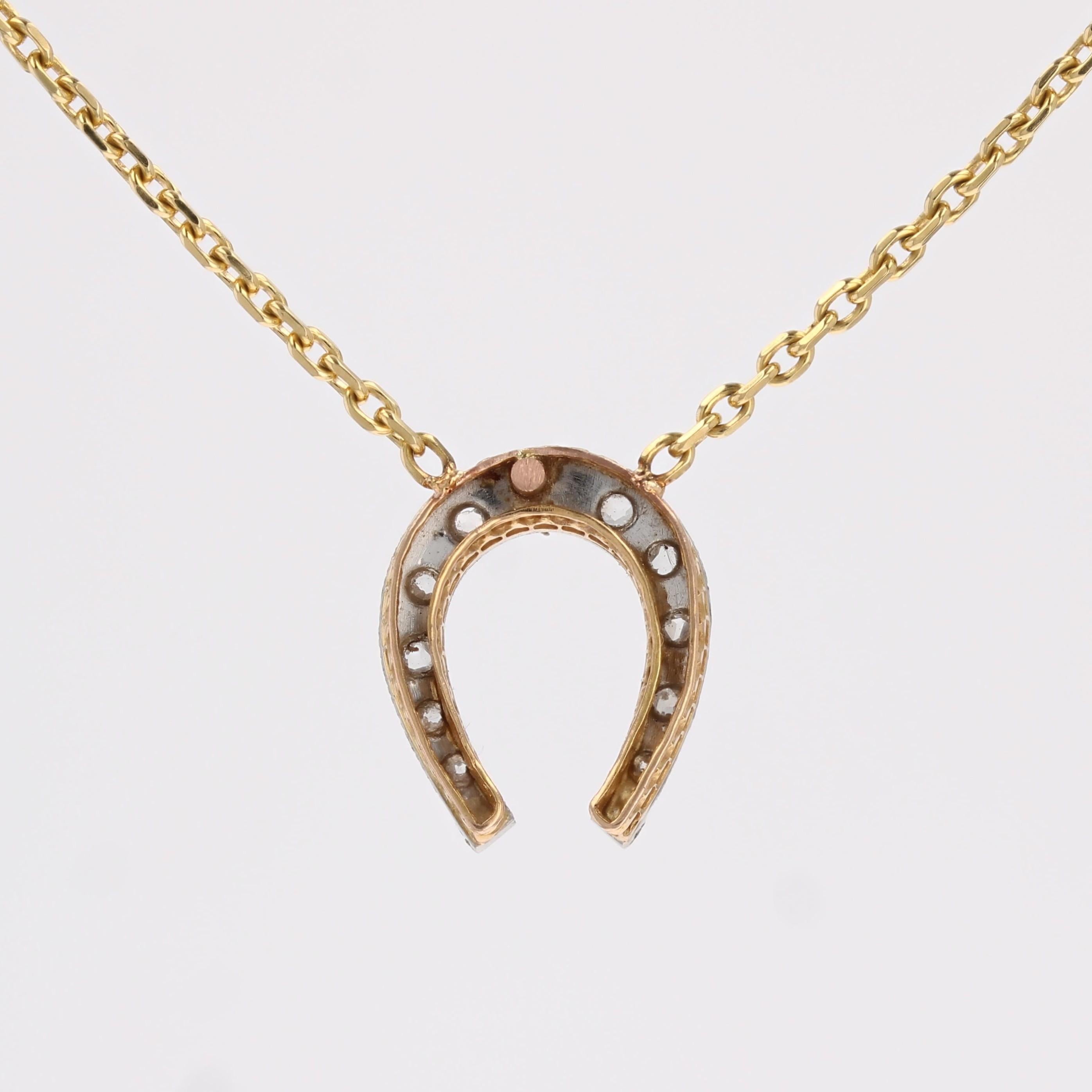 Französische Hufeisenkette aus 18 Karat Gelbgold mit Diamanten, 1920er Jahre im Angebot 7
