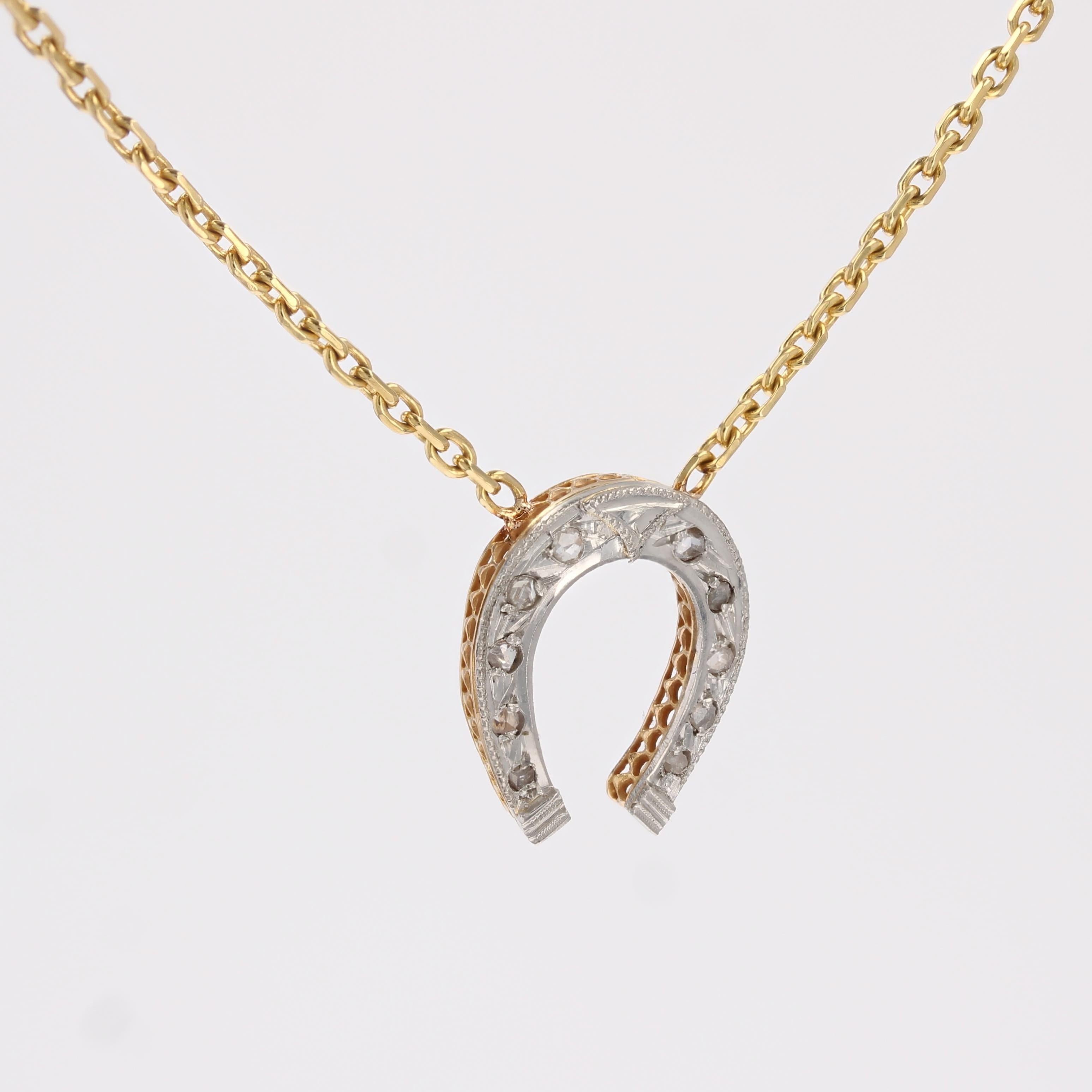 Französische Hufeisenkette aus 18 Karat Gelbgold mit Diamanten, 1920er Jahre im Zustand „Gut“ im Angebot in Poitiers, FR