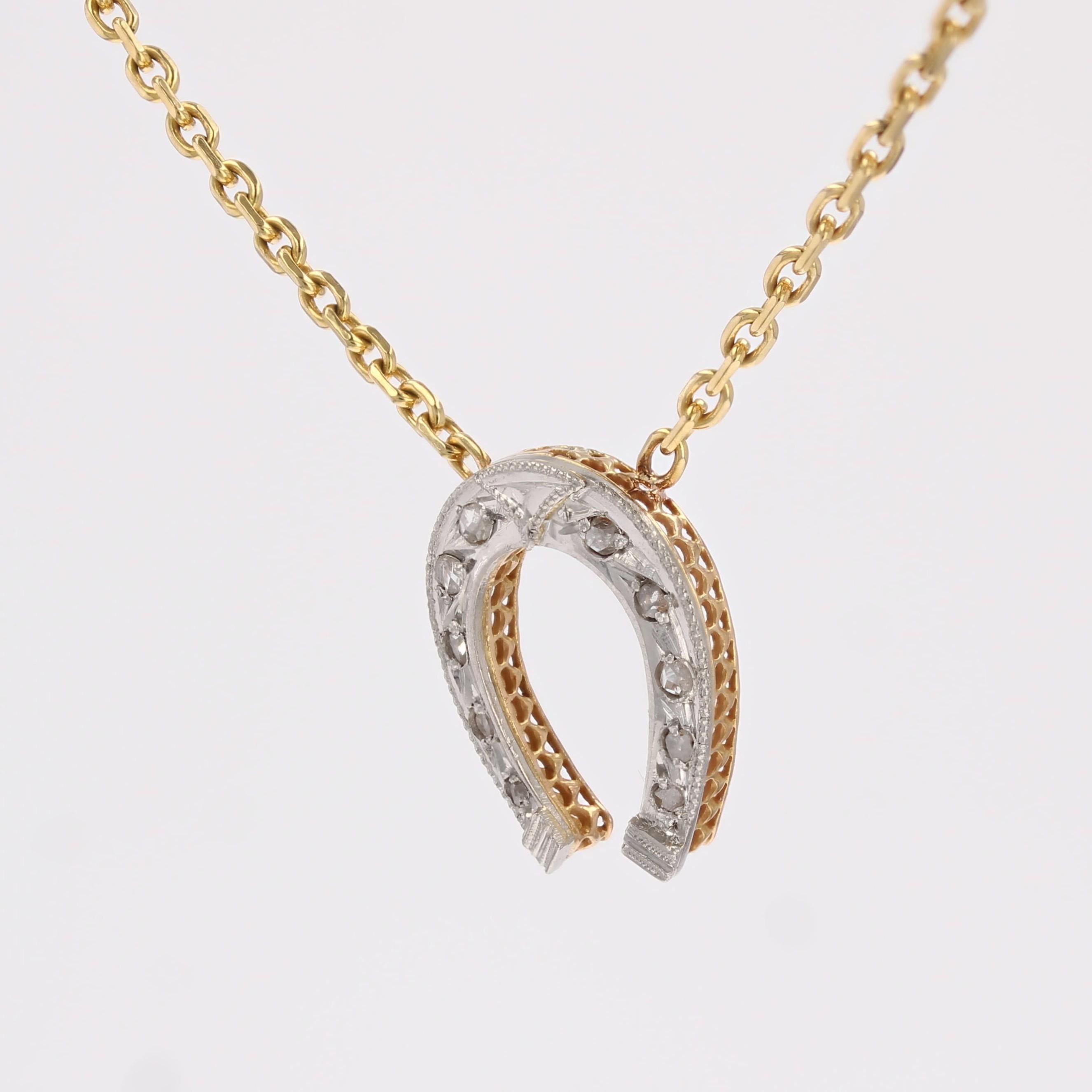 Französische Hufeisenkette aus 18 Karat Gelbgold mit Diamanten, 1920er Jahre Damen im Angebot