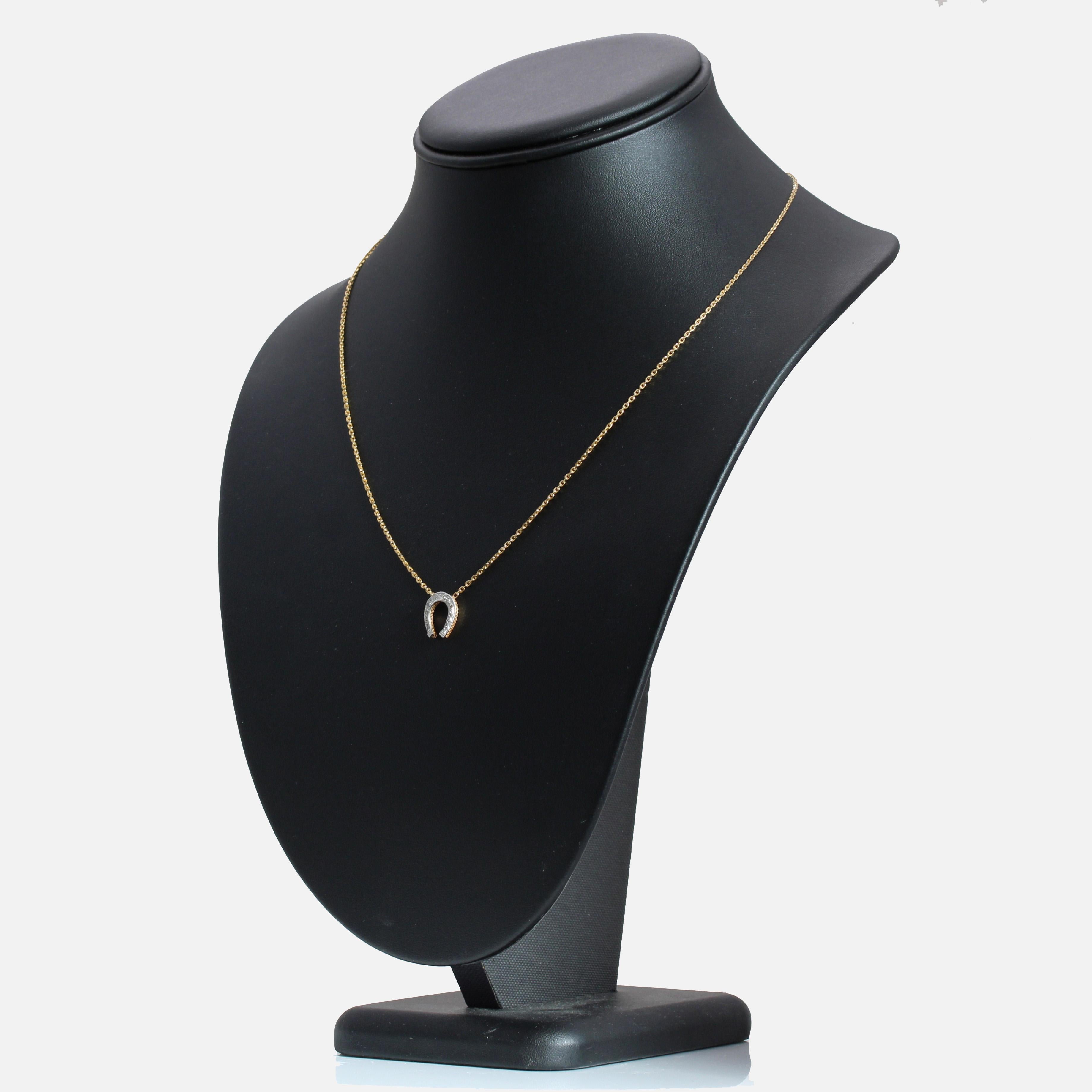 Französische Hufeisenkette aus 18 Karat Gelbgold mit Diamanten, 1920er Jahre im Angebot 2