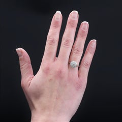 French 1920s Diamonds Platinum Round Shape Engagement Ring