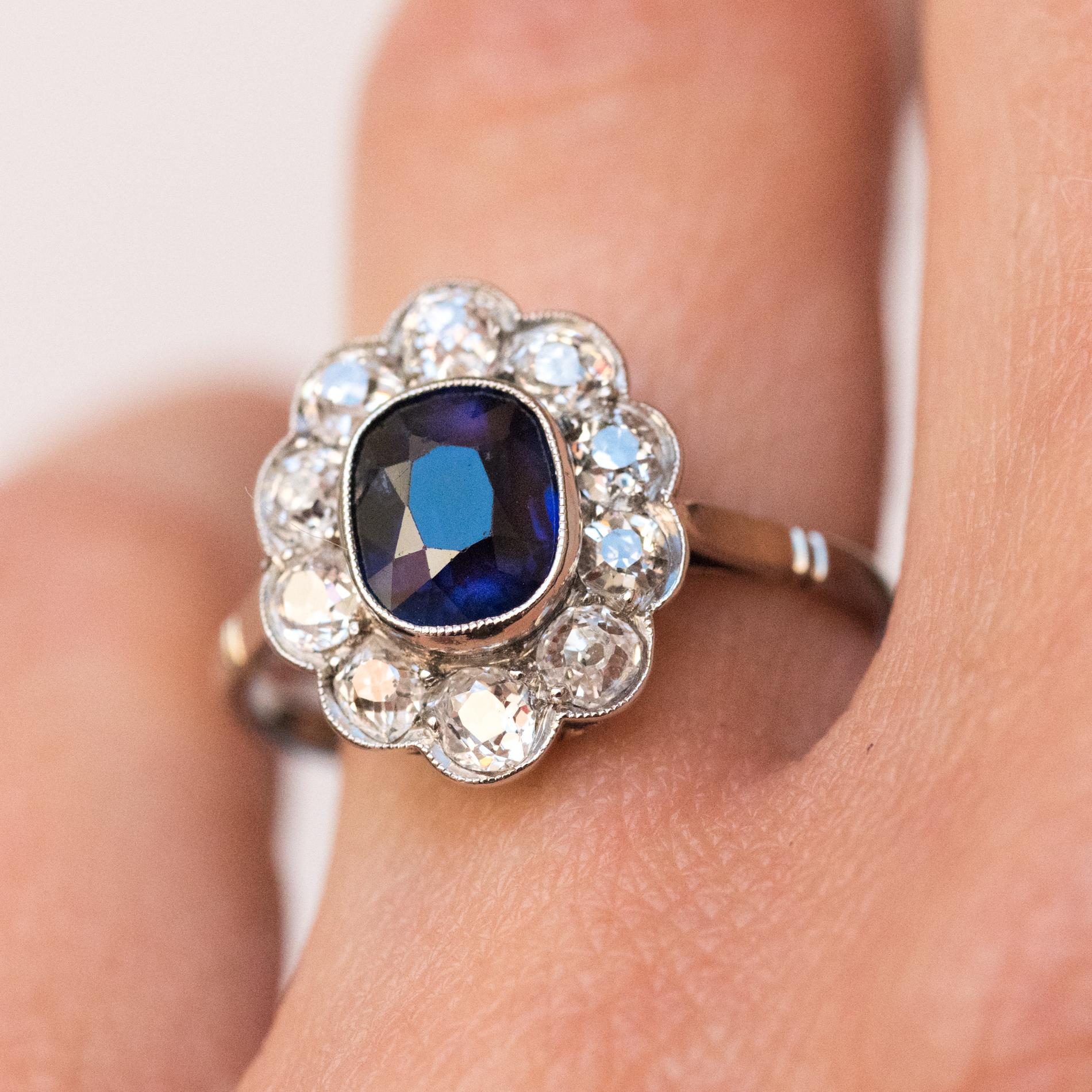 art deco daisy diamond ring