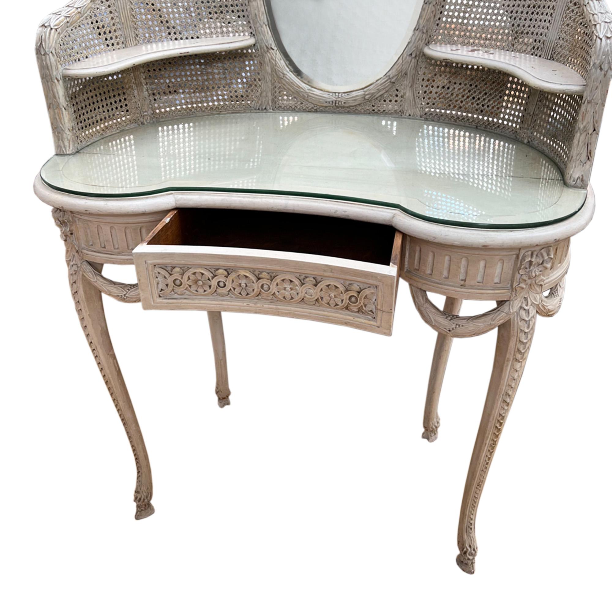 Painted French 1920s Dressing Table and Chair