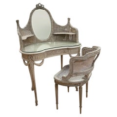 Antique French 1920s Dressing Table and Chair
