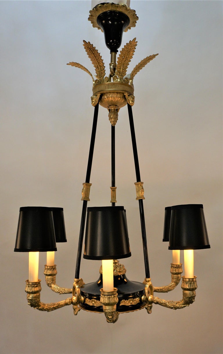 French 1920's Empire Style Bronze Chandelier For Sale at 1stDibs