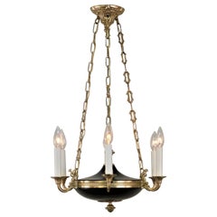French 1920s Empire Style Bronze Chandelier