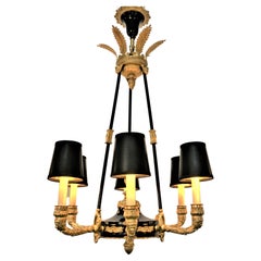 French 1920's Empire Style Bronze Chandelier