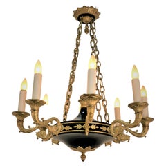 French 1920s Empire Style Bronze Chandelier