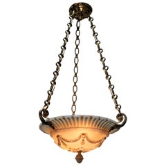 French 1920s Empire Style Glass and Bronze Chandelier