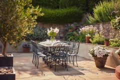 French 1920s Garden Dining Table and Armchairs