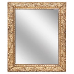 French 1920s Giltwood Rectangular Mirror with Carved Faux-Bois Décor