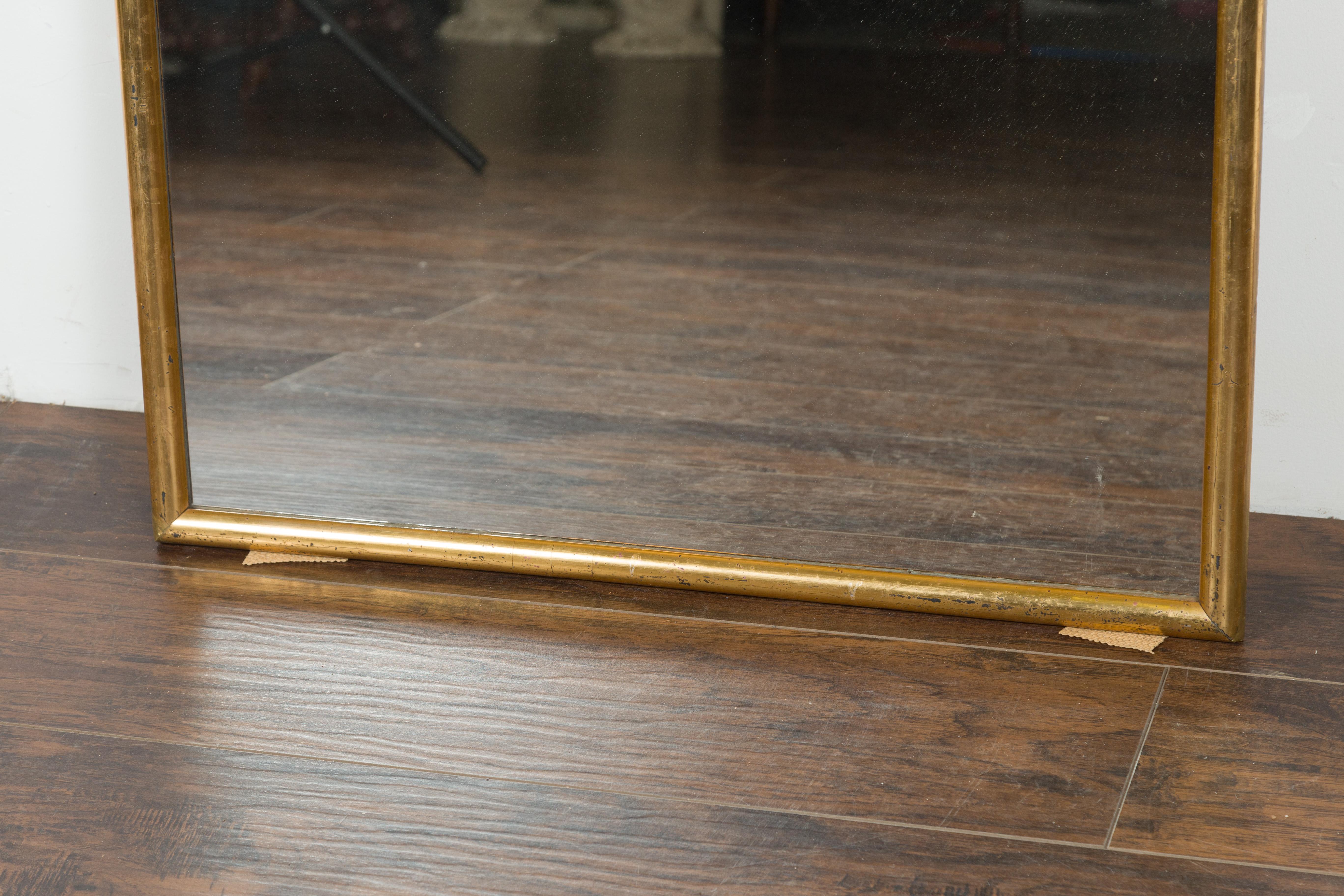 French 1920s Giltwood Rectangular Mirror with Distressed Patina 5