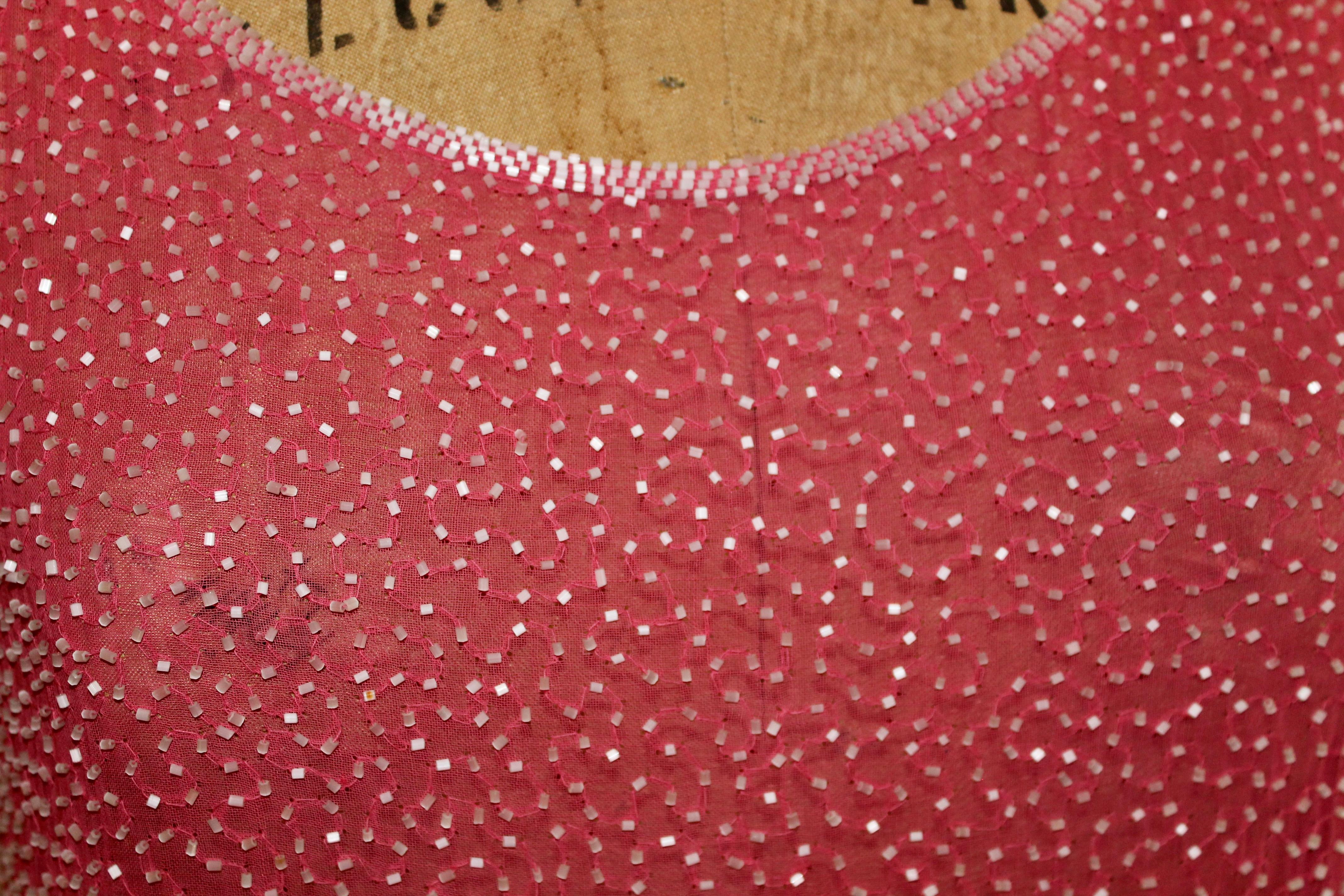 French 1920s Glass Beaded Flapper Dress For Sale 8