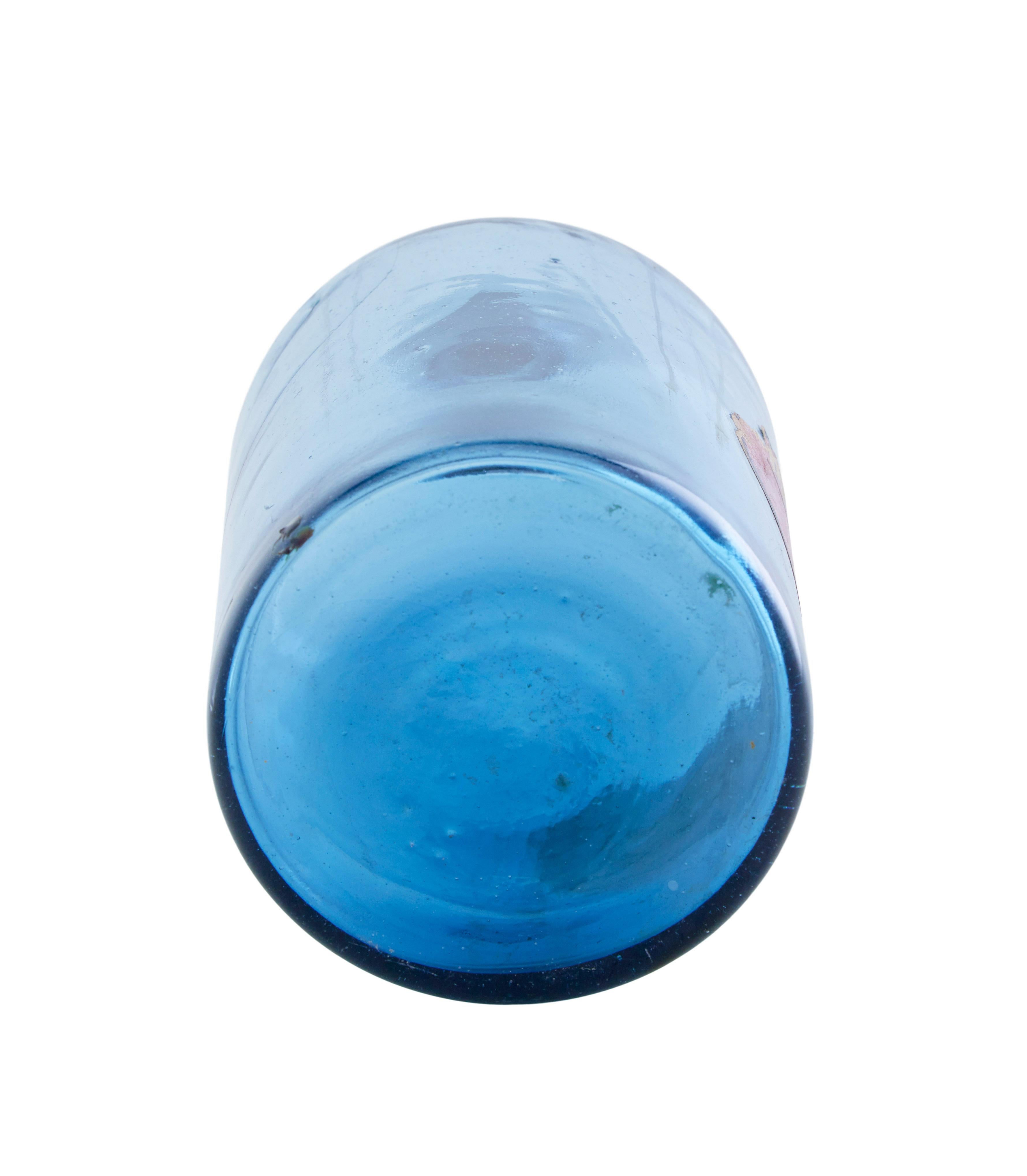 20th Century French 1920’s hand made glass blue perfume bottle For Sale