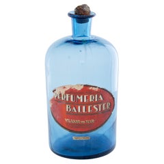 Antique French 1920’s hand made glass blue perfume bottle