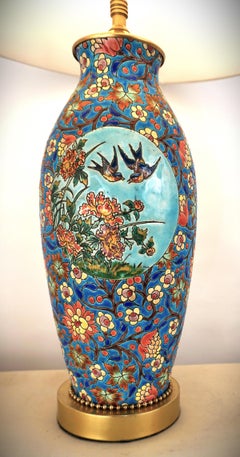 French 1920's Hand Painted Porcelain Table Lamp