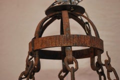 French 1920's hands forged wrought iron chandelier