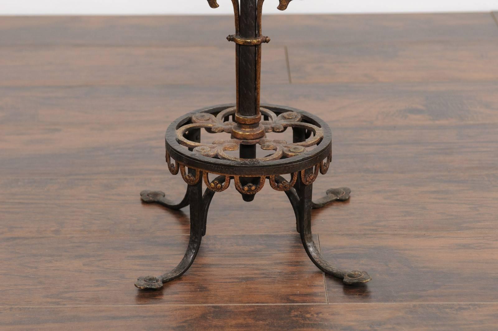 20th Century French 1920s Iron and Bronze Drink Table with Dragon Motifs and New Mirrored Top