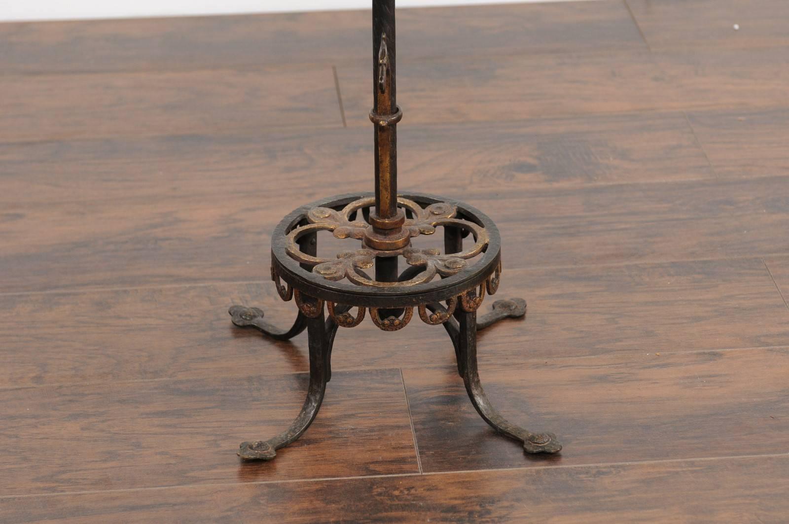 French 1920s Iron and Bronze Drink Table with Dragon Motifs and New Mirrored Top For Sale 4