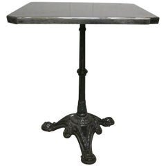 French 1920s Iron Base Table with Custom Metal Top Bistro Table