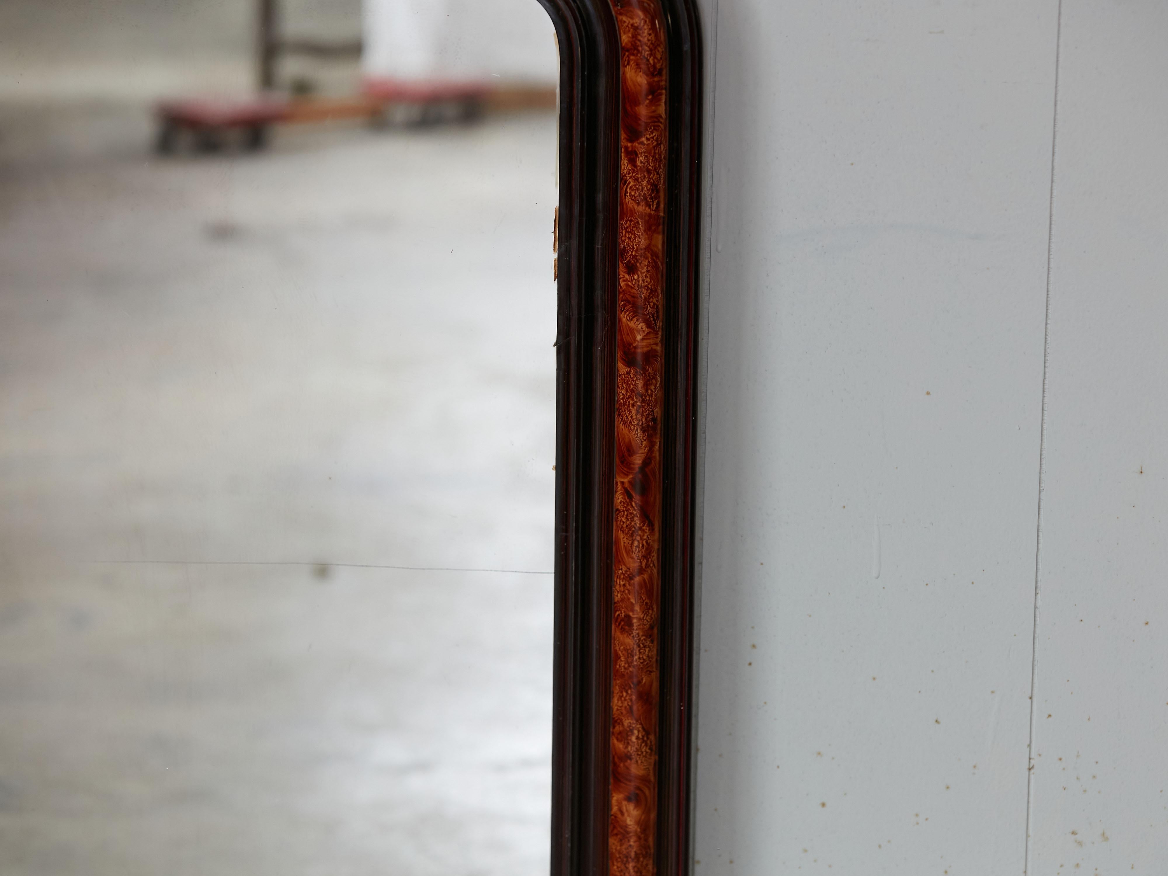 French 1920s Louis-Philippe Inspired Mirror with Tortoise Style Painted Frame 1