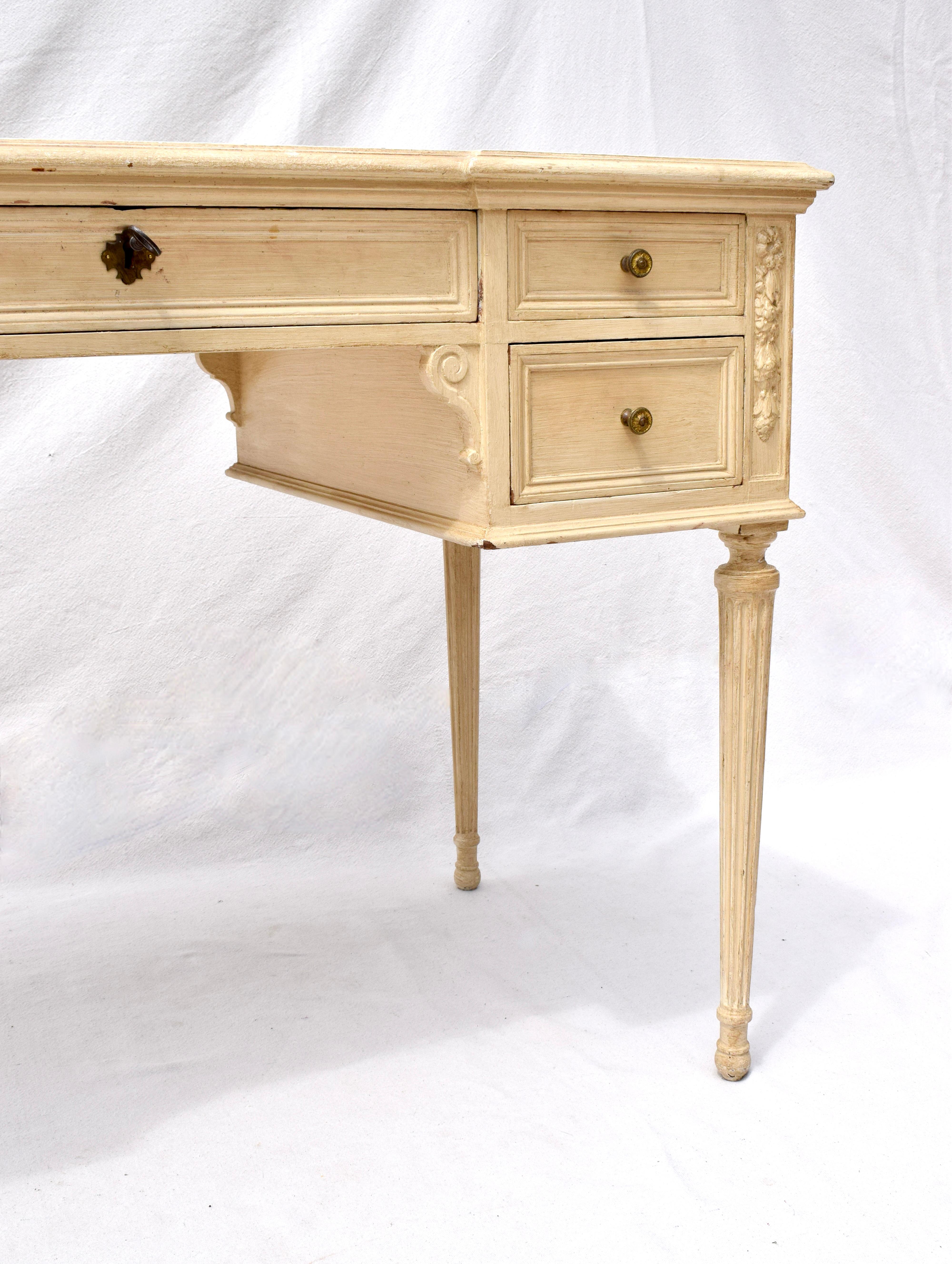 Brass French 1920s Louis XVI-Style Painted Desk