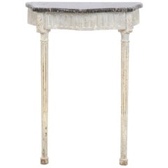 French 1920s Louis XVI Style Painted Wood Console Table with Gray Marble Top