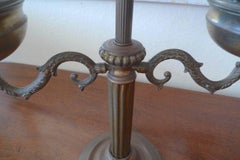 French 1920s Louis XVI Style Student Oil Lamp with One-Light and a Wax Shade