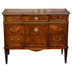 French 1920s Mahogany Five-Drawer Commode with Bronze Mounts and Fluted Motifs